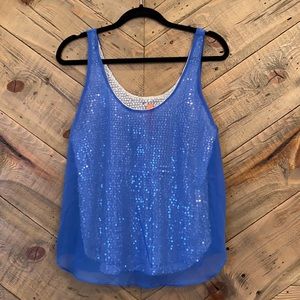 Eight Sixty Blue Sequin Top size M